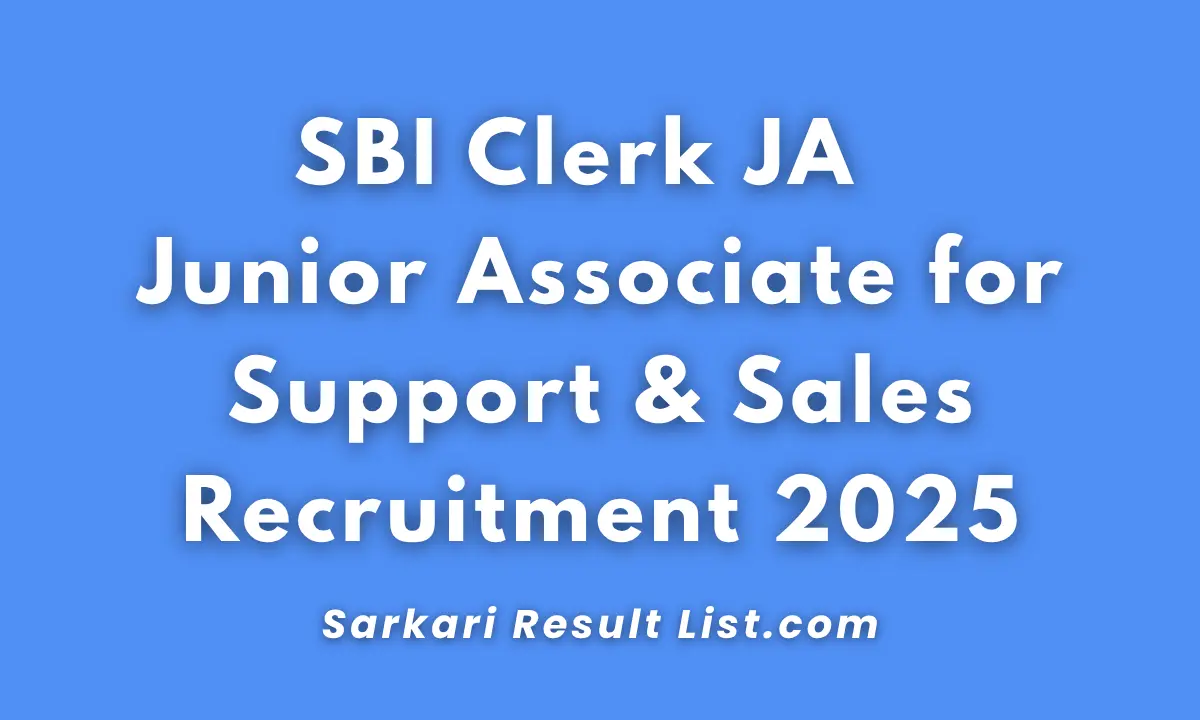 SBI Clerk JA Recruitment 2025