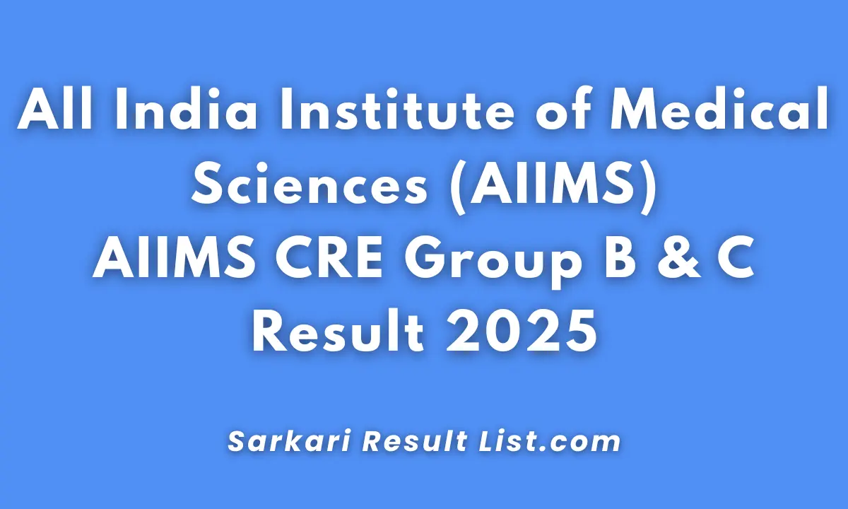 AIIMS CRE Group B & C Result 2025
