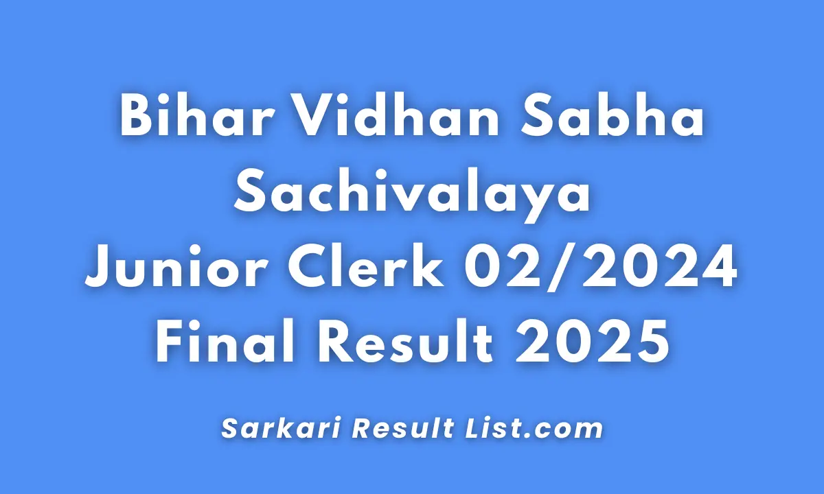 Bihar Vidhan Sabha Junior Clerk Result 2025
