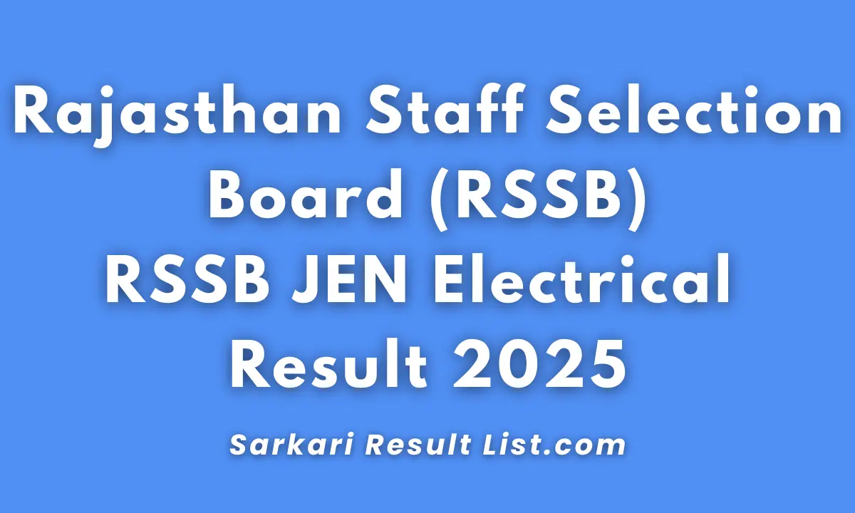 RSSB JEN Electrical Result 2025