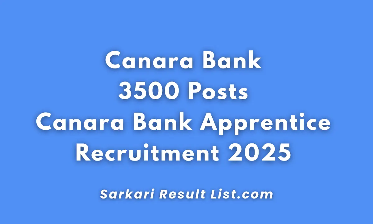 Canara Bank Apprentice Recruitment 2025